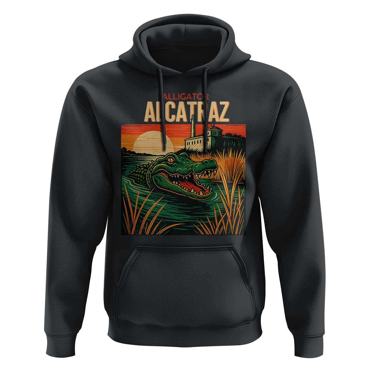 Alligator Alcatraz Hoodie Retro Florida Swamp Political Prison - Wonder Print Shop