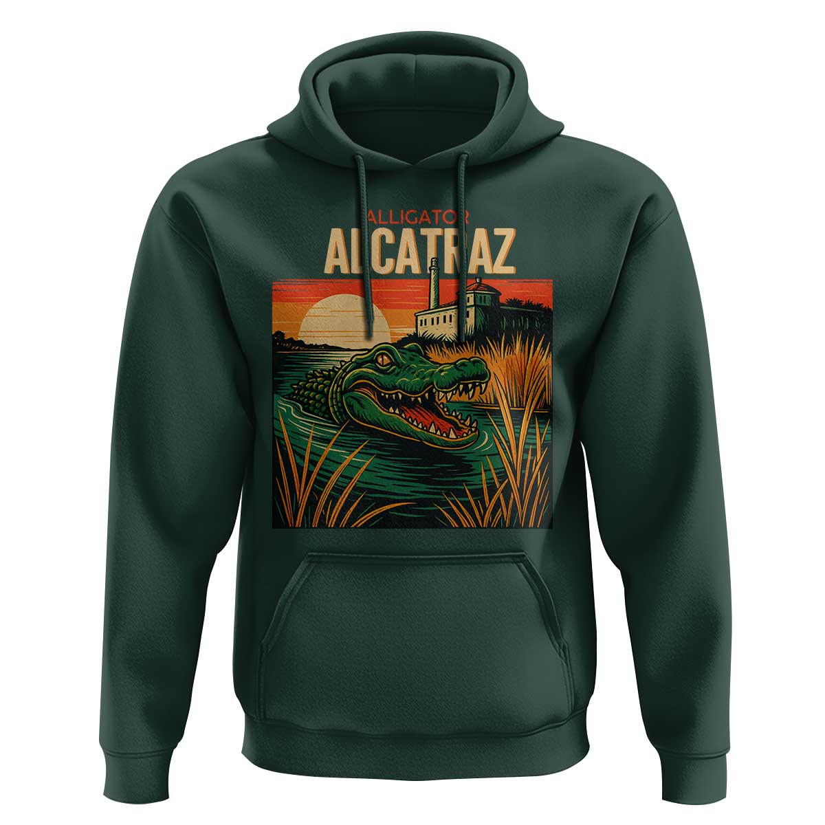 Alligator Alcatraz Hoodie Retro Florida Swamp Political Prison - Wonder Print Shop