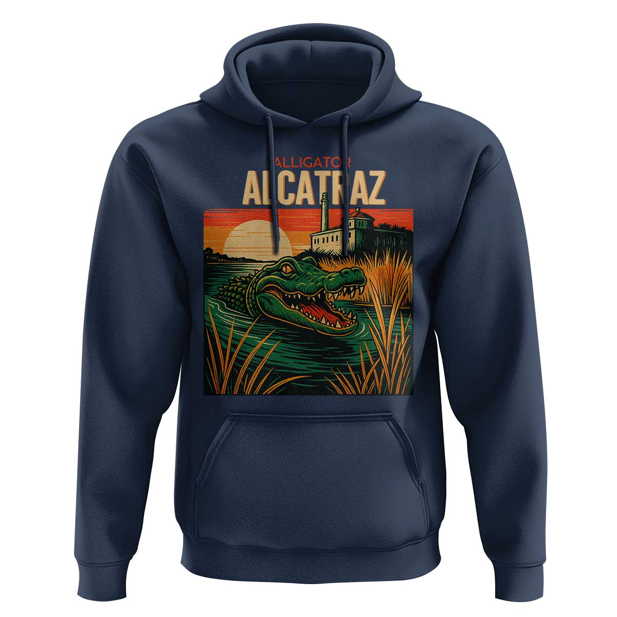 Alligator Alcatraz Hoodie Retro Florida Swamp Political Prison - Wonder Print Shop
