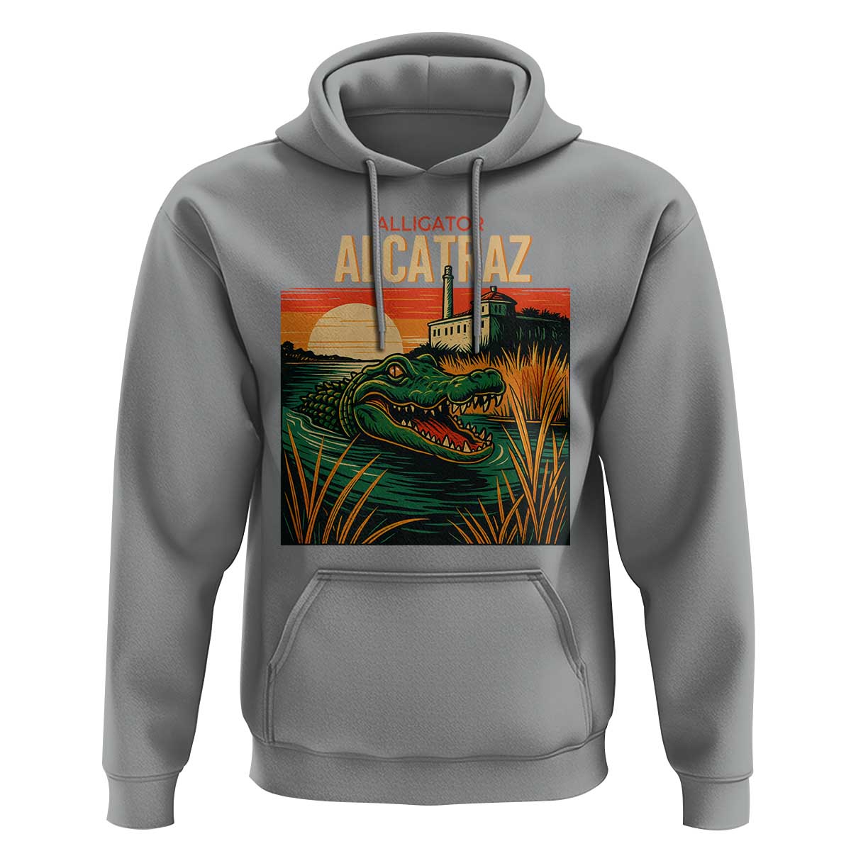Alligator Alcatraz Hoodie Retro Florida Swamp Political Prison - Wonder Print Shop