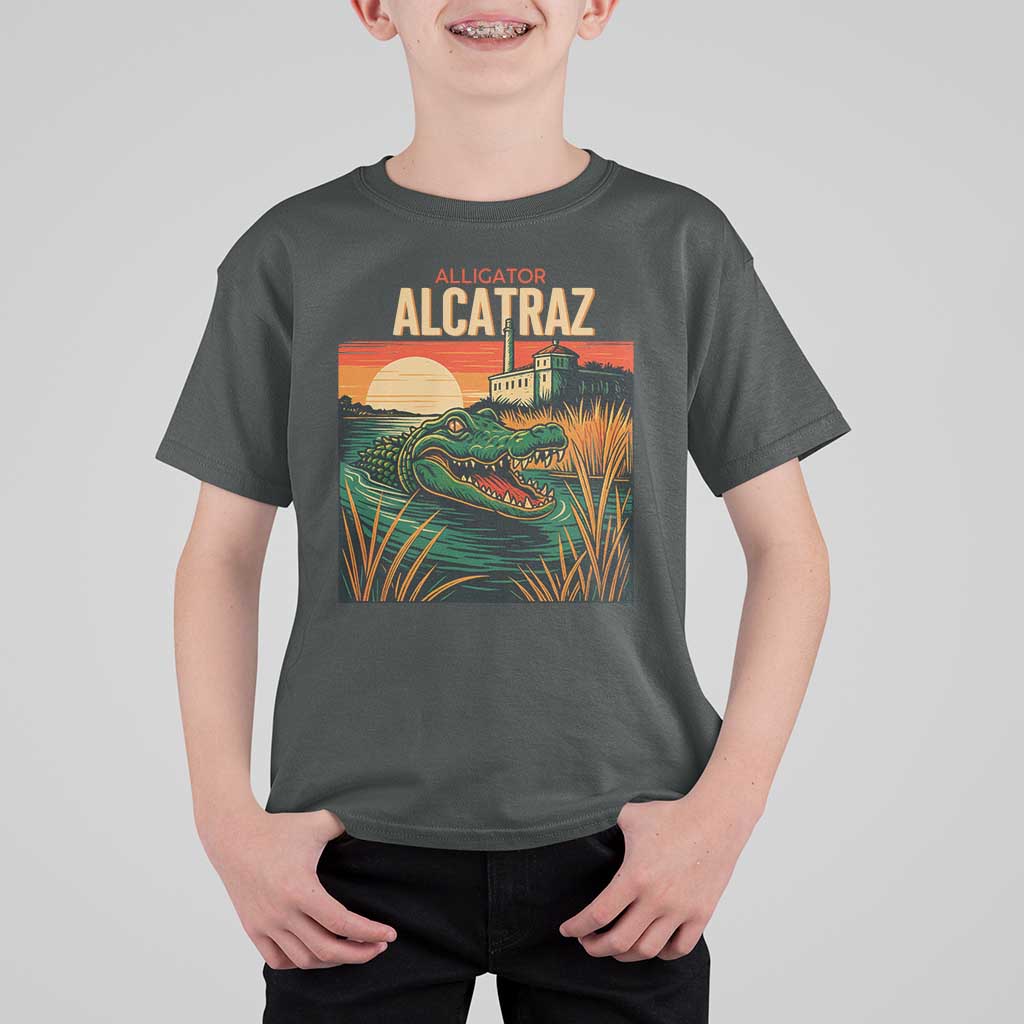 Alligator Alcatraz T Shirt For Kid Retro Florida Swamp Political Prison - Wonder Print Shop
