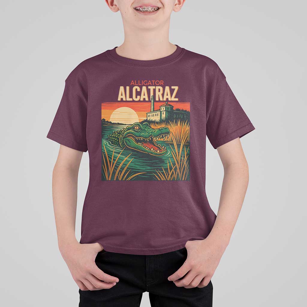 Alligator Alcatraz T Shirt For Kid Retro Florida Swamp Political Prison - Wonder Print Shop