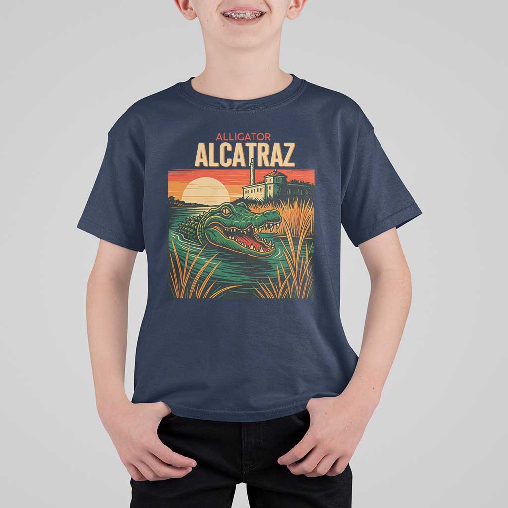 Alligator Alcatraz T Shirt For Kid Retro Florida Swamp Political Prison - Wonder Print Shop
