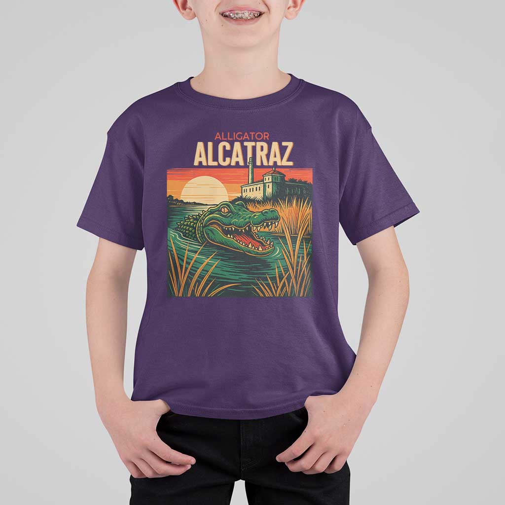 Alligator Alcatraz T Shirt For Kid Retro Florida Swamp Political Prison - Wonder Print Shop