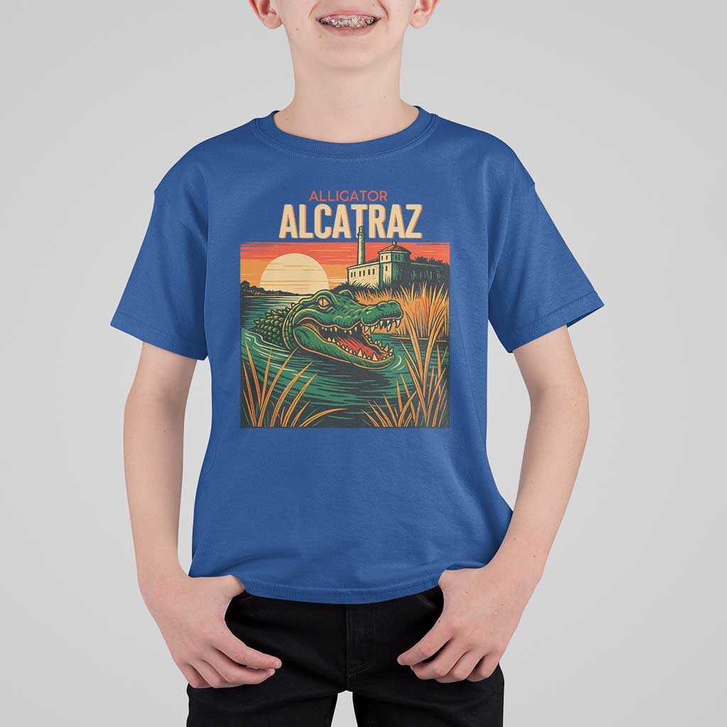 Alligator Alcatraz T Shirt For Kid Retro Florida Swamp Political Prison - Wonder Print Shop