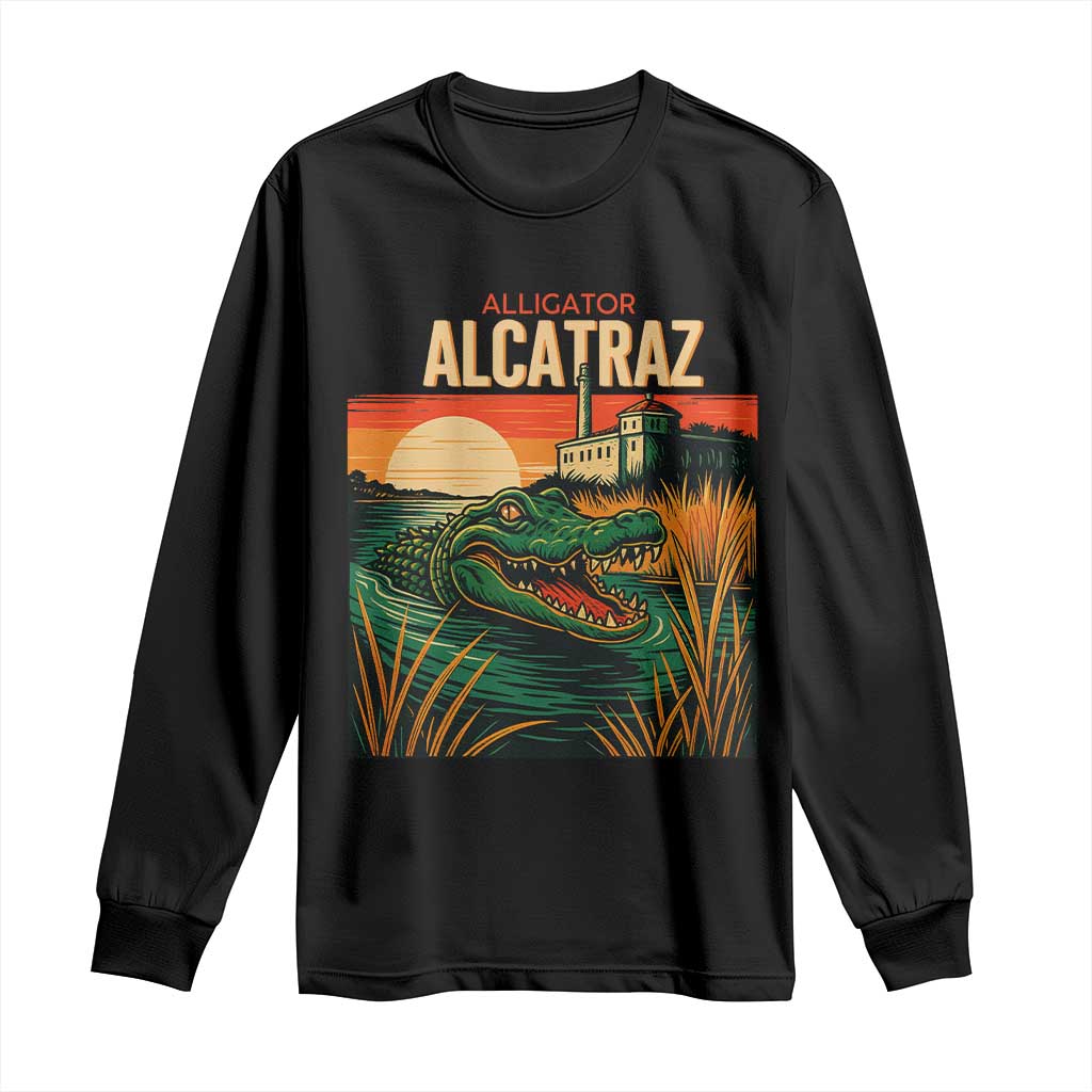 Alligator Alcatraz Long Sleeve Shirt Retro Florida Swamp Political Prison - Wonder Print Shop