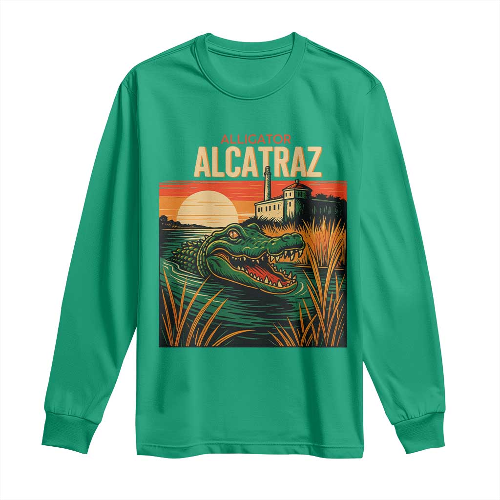 Alligator Alcatraz Long Sleeve Shirt Retro Florida Swamp Political Prison - Wonder Print Shop