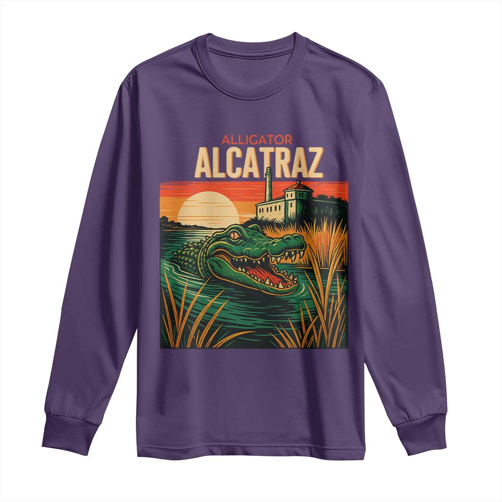 Alligator Alcatraz Long Sleeve Shirt Retro Florida Swamp Political Prison - Wonder Print Shop