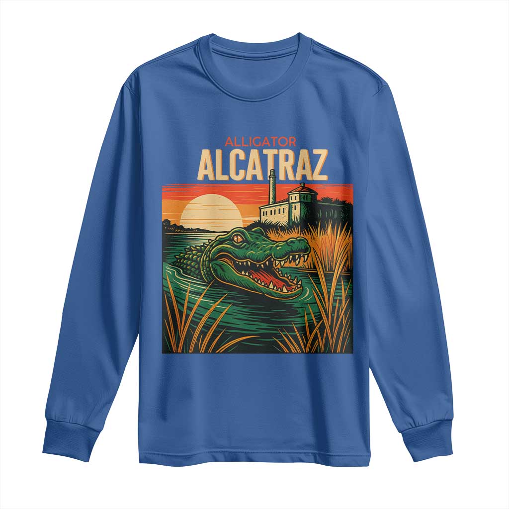 Alligator Alcatraz Long Sleeve Shirt Retro Florida Swamp Political Prison - Wonder Print Shop