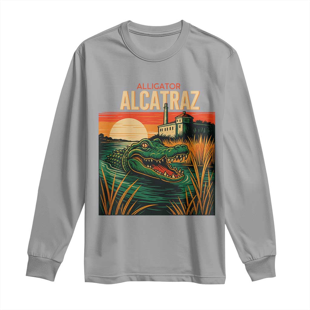 Alligator Alcatraz Long Sleeve Shirt Retro Florida Swamp Political Prison - Wonder Print Shop