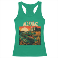 Alligator Alcatraz Racerback Tank Top Retro Florida Swamp Political Prison - Wonder Print Shop