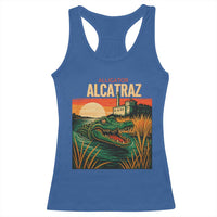 Alligator Alcatraz Racerback Tank Top Retro Florida Swamp Political Prison - Wonder Print Shop