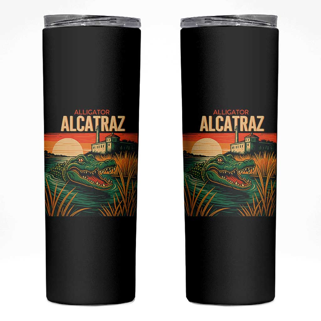 Alligator Alcatraz Skinny Tumbler Retro Florida Swamp Political Prison - Wonder Print Shop