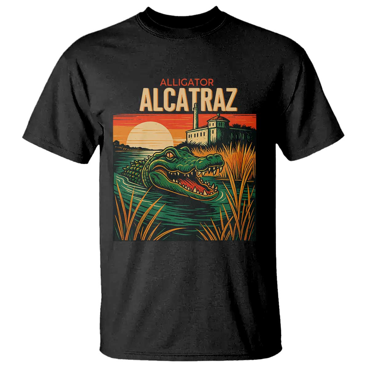 Alligator Alcatraz T Shirt Retro Florida Swamp Political Prison - Wonder Print Shop
