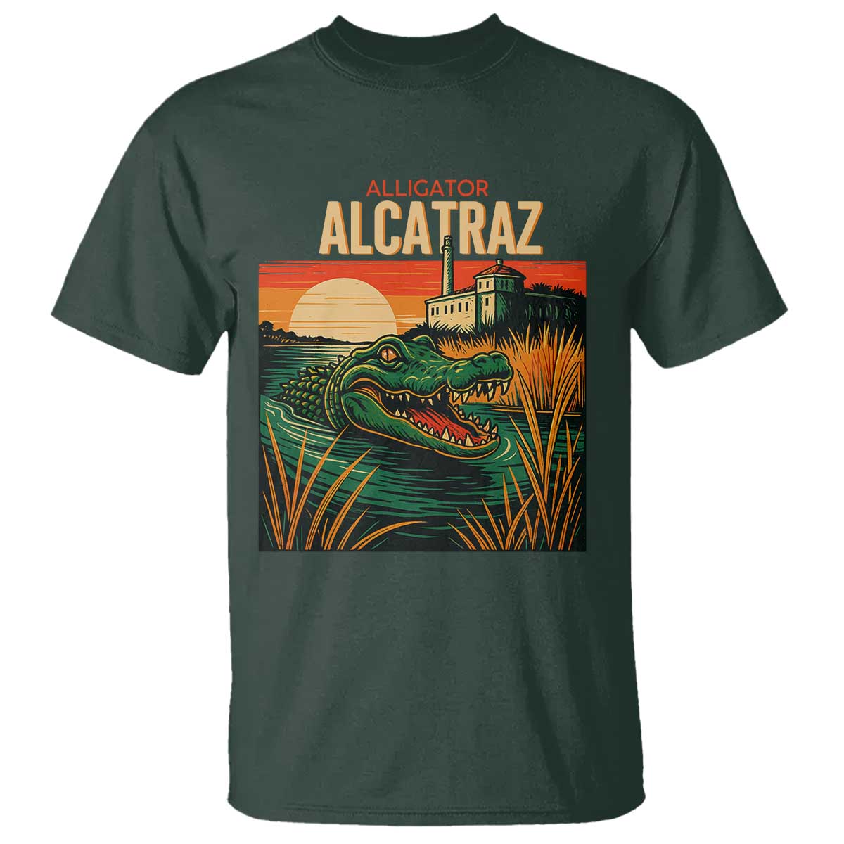 Alligator Alcatraz T Shirt Retro Florida Swamp Political Prison - Wonder Print Shop