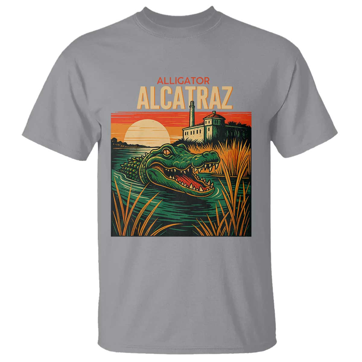 Alligator Alcatraz T Shirt Retro Florida Swamp Political Prison - Wonder Print Shop