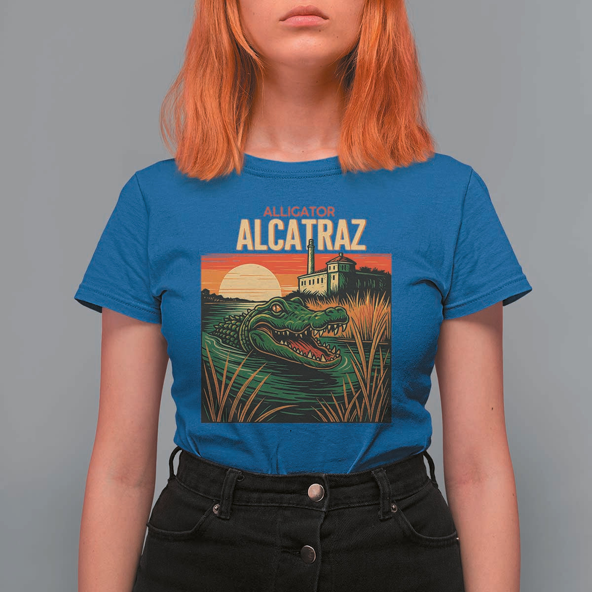 Alligator Alcatraz T Shirt For Women Retro Florida Swamp Political Prison - Wonder Print Shop