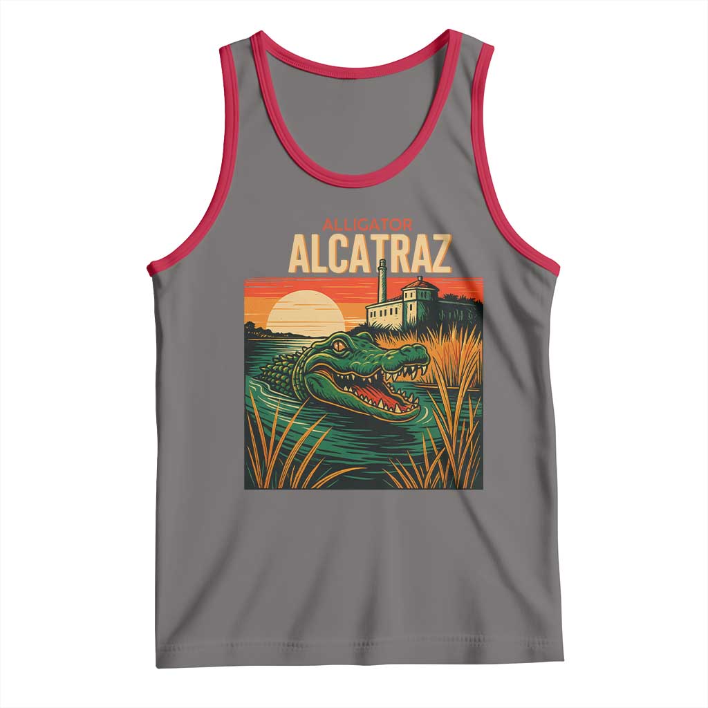 Alligator Alcatraz Tank Top Retro Florida Swamp Political Prison - Wonder Print Shop