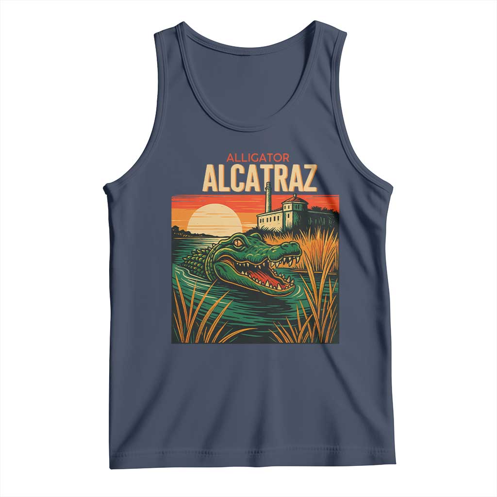 Alligator Alcatraz Tank Top Retro Florida Swamp Political Prison - Wonder Print Shop