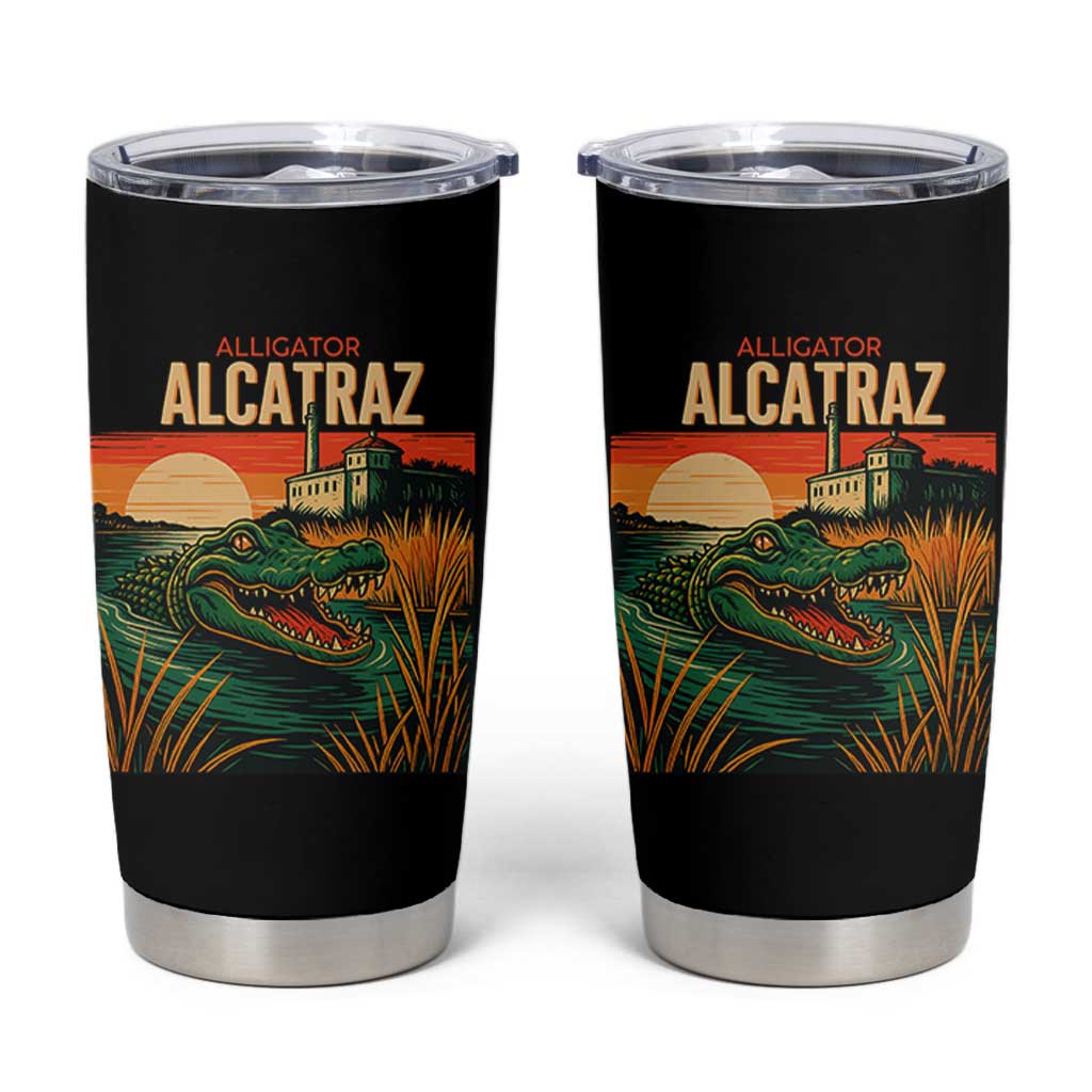 Alligator Alcatraz Tumbler Cup Retro Florida Swamp Political Prison - Wonder Print Shop