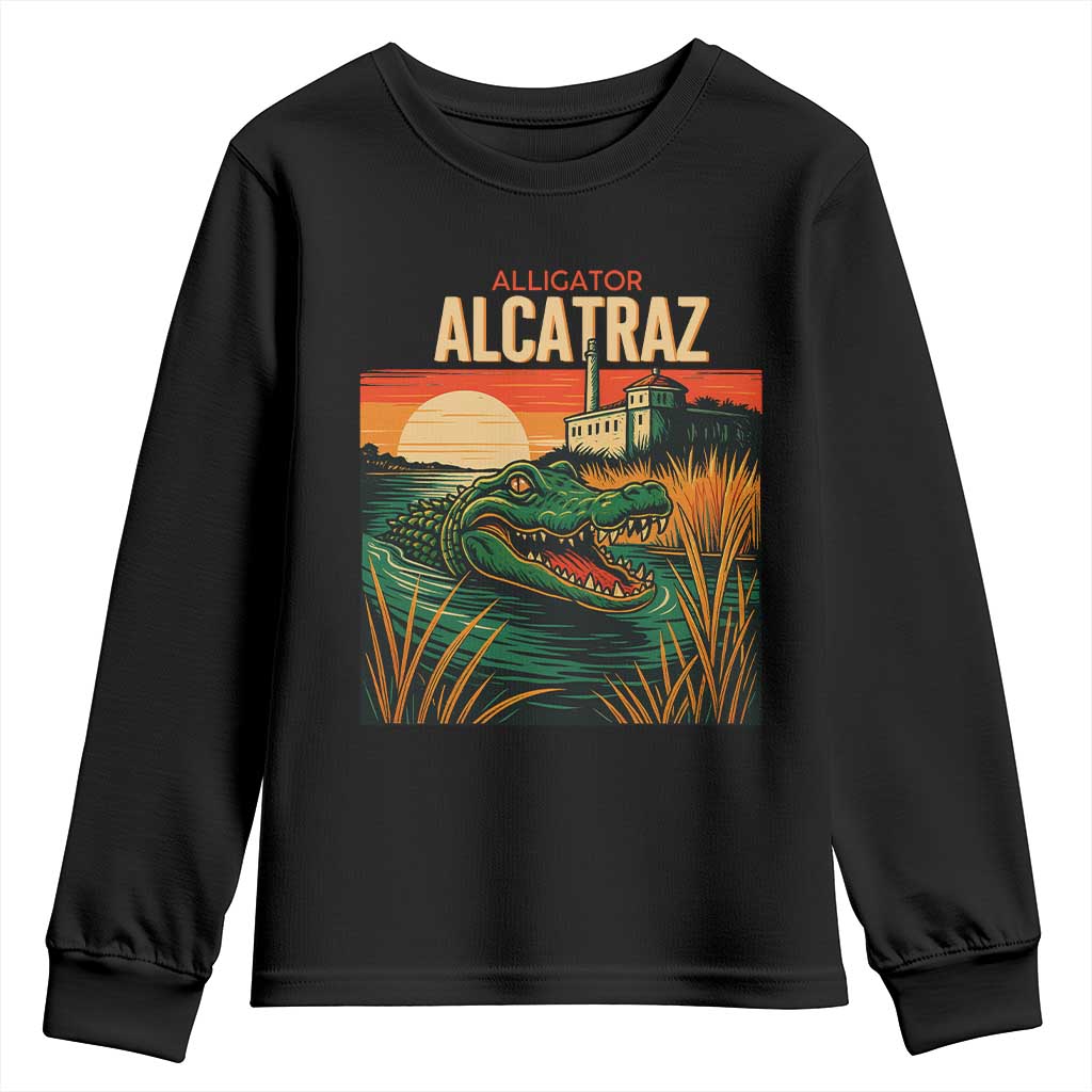 Alligator Alcatraz Youth Sweatshirt Retro Florida Swamp Political Prison - Wonder Print Shop