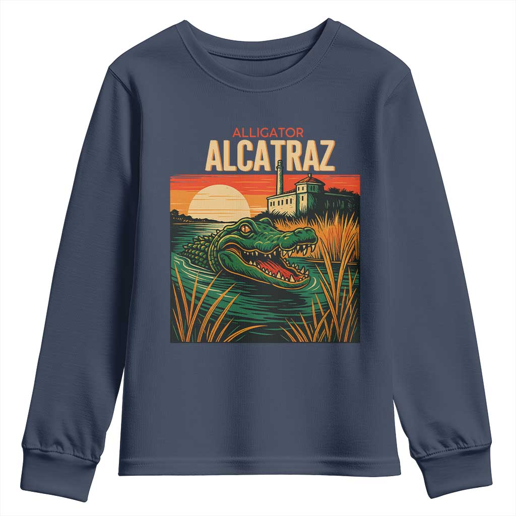 Alligator Alcatraz Youth Sweatshirt Retro Florida Swamp Political Prison - Wonder Print Shop