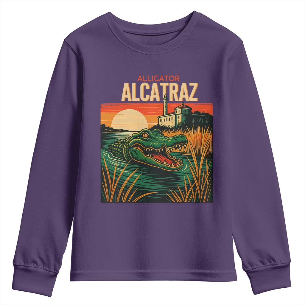 Alligator Alcatraz Youth Sweatshirt Retro Florida Swamp Political Prison - Wonder Print Shop
