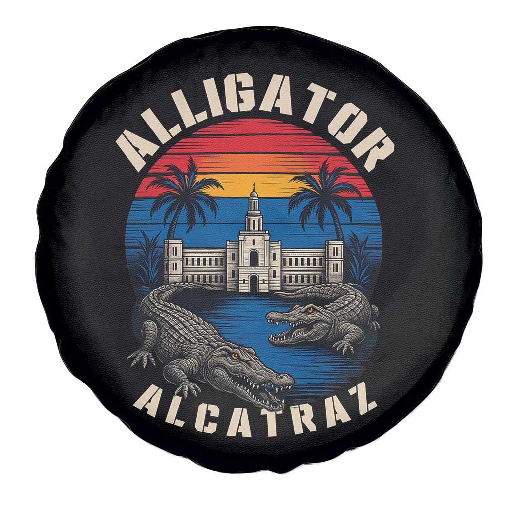 Alligator Alcatraz Political Spare Tire Cover Florida Prison State Retro Sunset - Wonder Print Shop