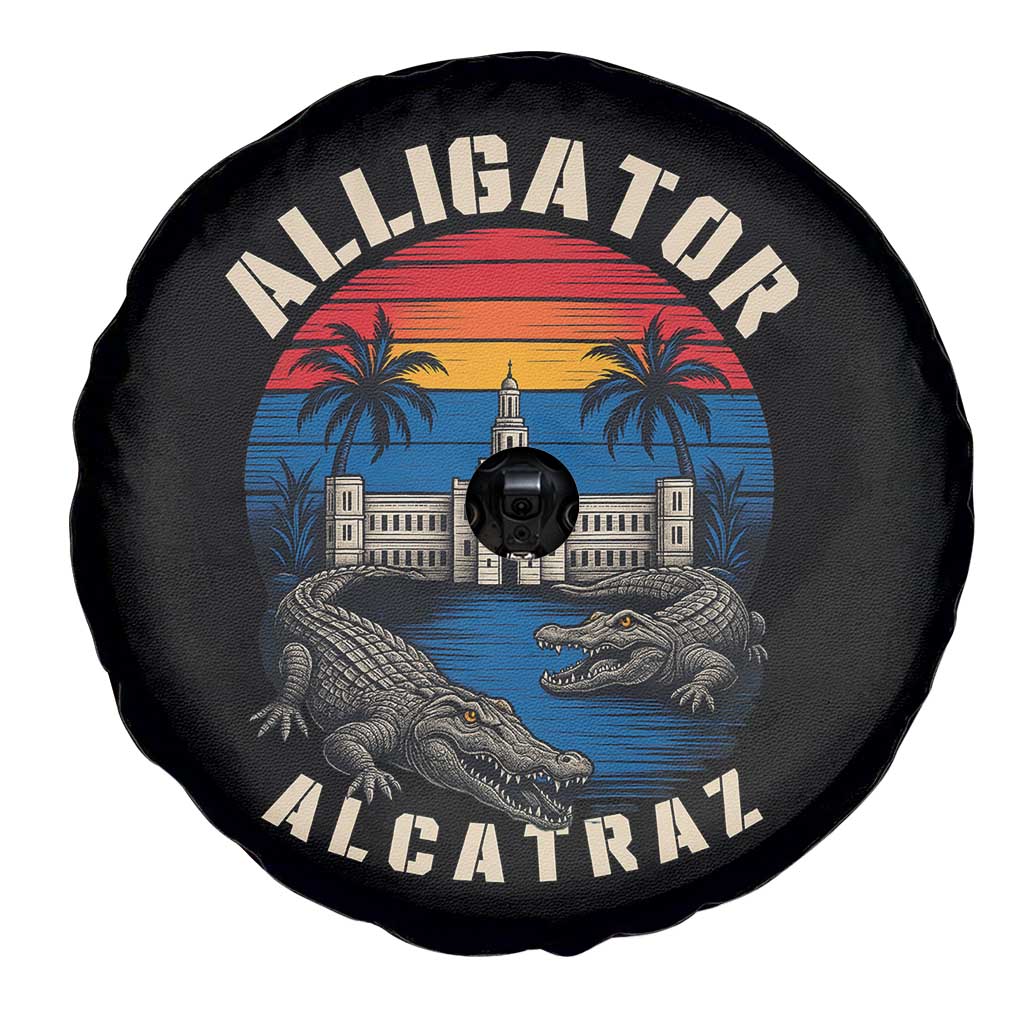 Alligator Alcatraz Political Spare Tire Cover Florida Prison State Retro Sunset - Wonder Print Shop