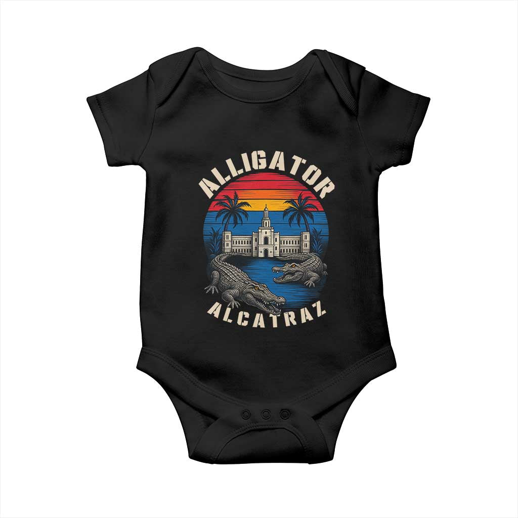 Alligator Alcatraz Political Baby Onesie Florida Prison State Retro Sunset - Wonder Print Shop