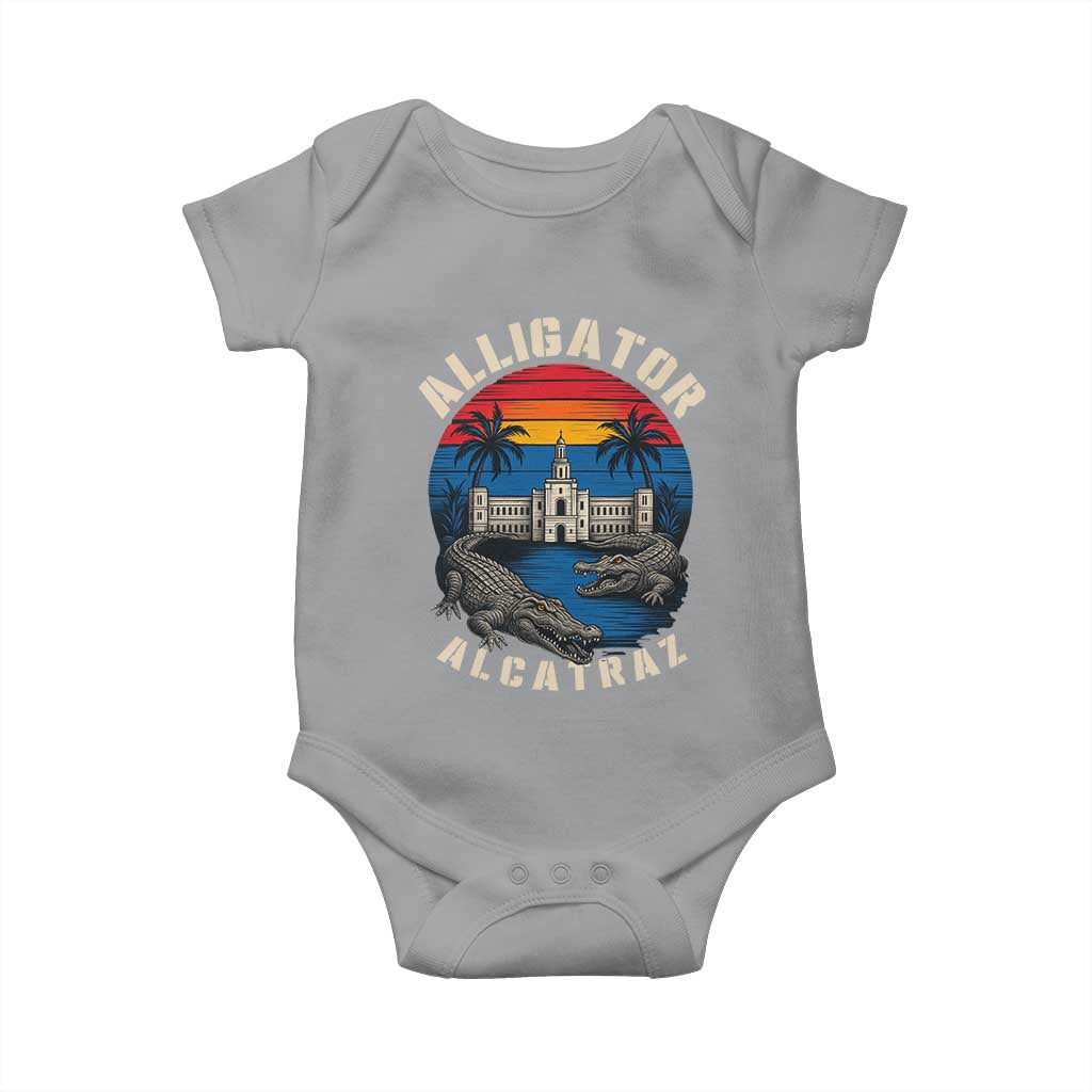 Alligator Alcatraz Political Baby Onesie Florida Prison State Retro Sunset - Wonder Print Shop