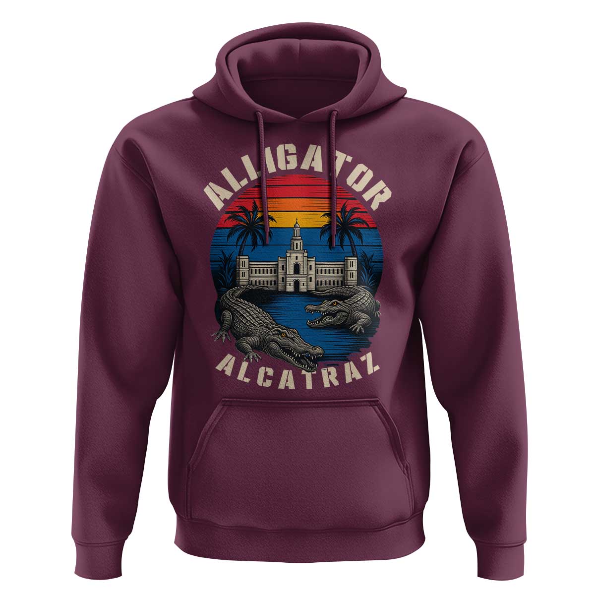 Alligator Alcatraz Political Hoodie Florida Prison State Retro Sunset - Wonder Print Shop