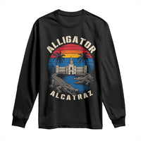 Alligator Alcatraz Political Long Sleeve Shirt Florida Prison State Retro Sunset - Wonder Print Shop
