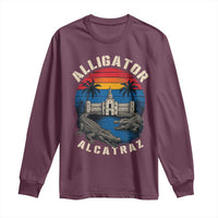Alligator Alcatraz Political Long Sleeve Shirt Florida Prison State Retro Sunset - Wonder Print Shop
