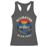 Alligator Alcatraz Political Racerback Tank Top Florida Prison State Retro Sunset - Wonder Print Shop