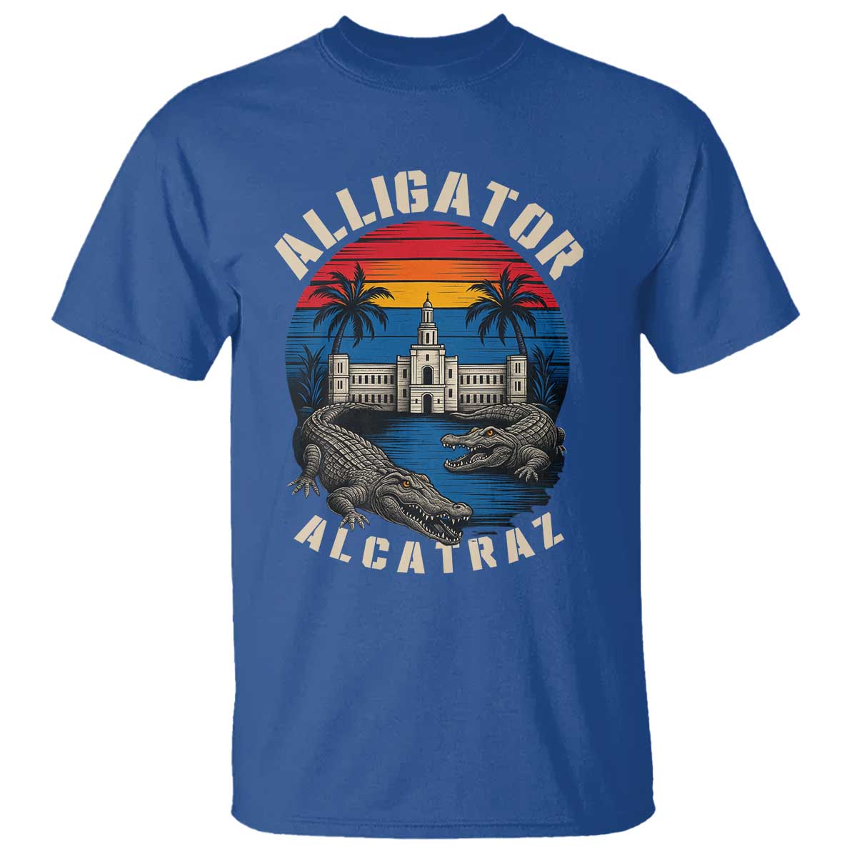 Alligator Alcatraz Political T Shirt Florida Prison State Retro Sunset - Wonder Print Shop