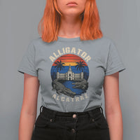 Alligator Alcatraz Political T Shirt For Women Florida Prison State Retro Sunset - Wonder Print Shop