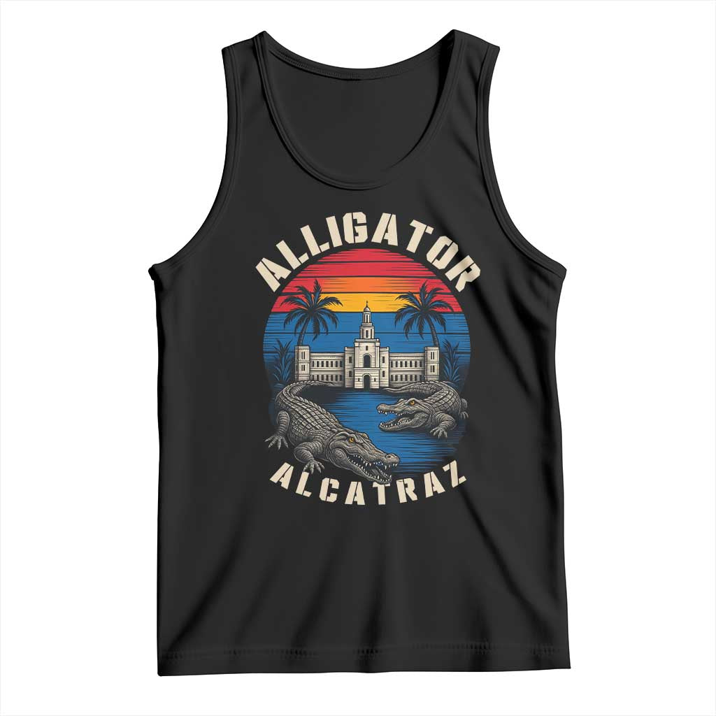Alligator Alcatraz Political Tank Top Florida Prison State Retro Sunset - Wonder Print Shop