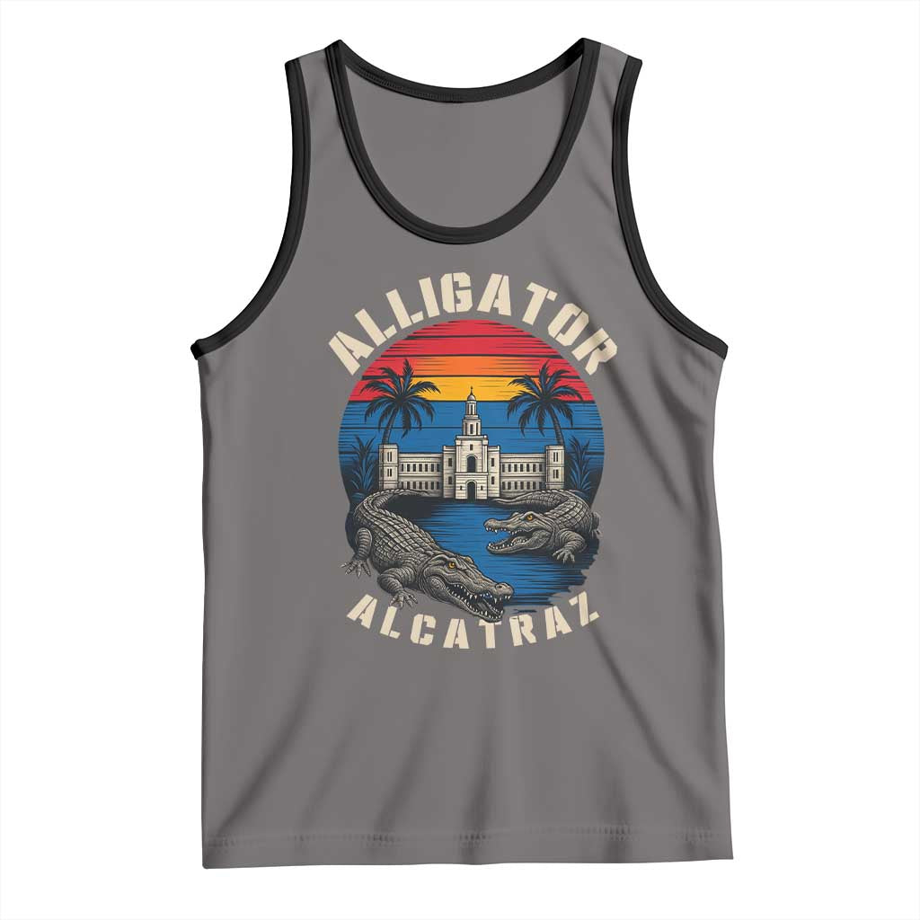 Alligator Alcatraz Political Tank Top Florida Prison State Retro Sunset - Wonder Print Shop
