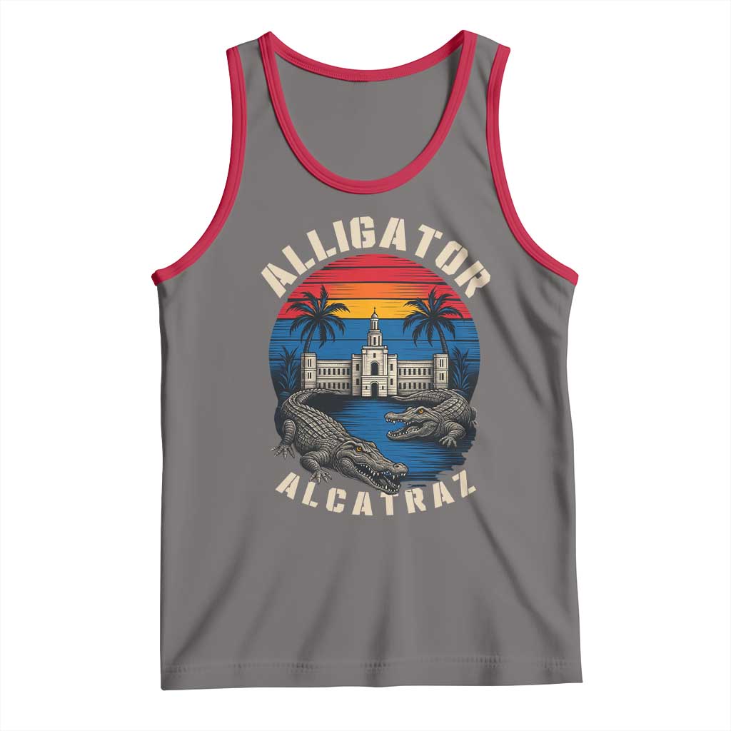 Alligator Alcatraz Political Tank Top Florida Prison State Retro Sunset - Wonder Print Shop
