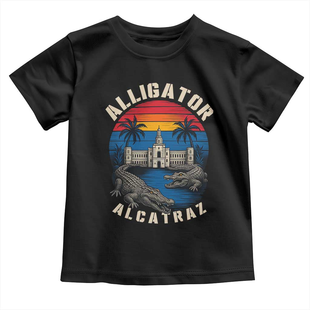 Alligator Alcatraz Political Toddler T Shirt Florida Prison State Retro Sunset - Wonder Print Shop