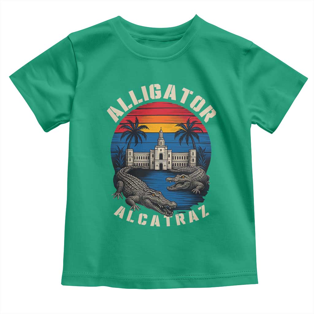 Alligator Alcatraz Political Toddler T Shirt Florida Prison State Retro Sunset - Wonder Print Shop