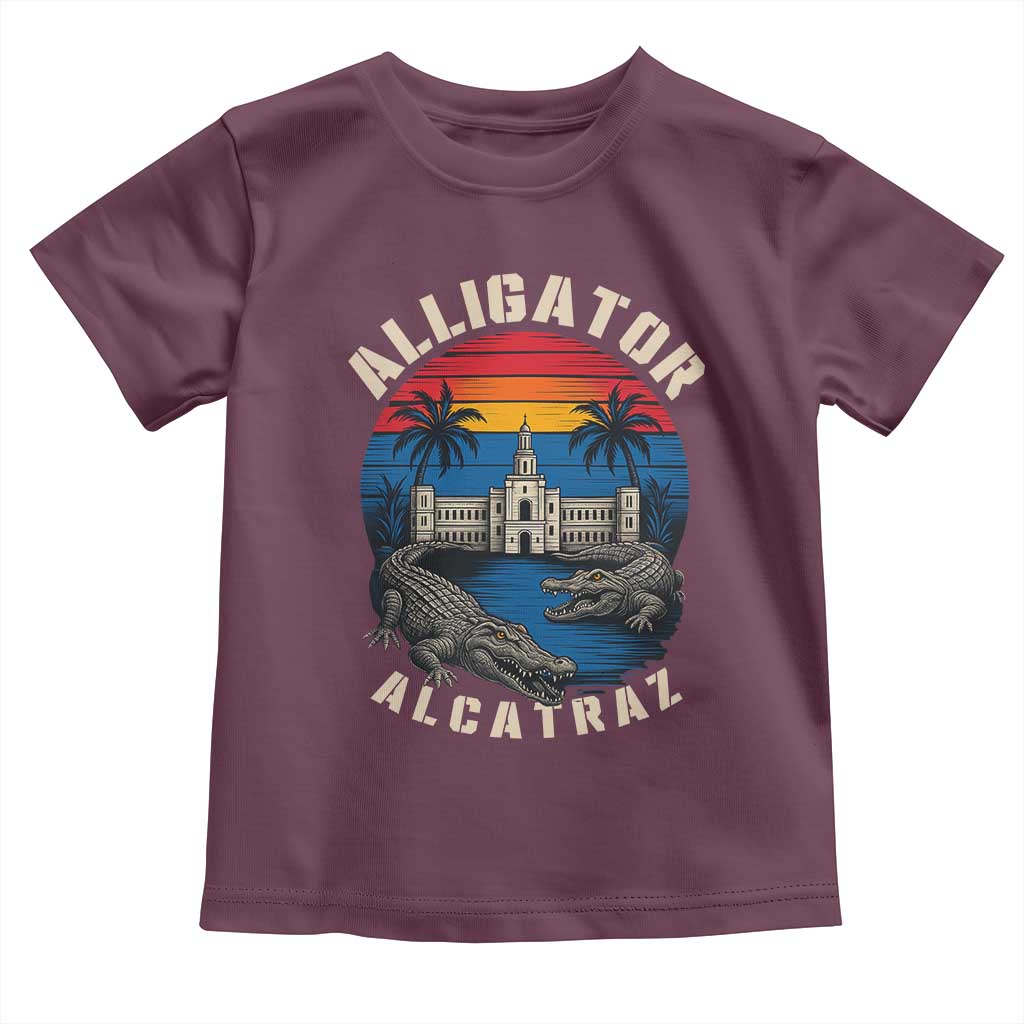 Alligator Alcatraz Political Toddler T Shirt Florida Prison State Retro Sunset - Wonder Print Shop