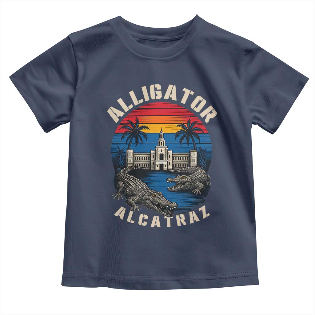 Alligator Alcatraz Political Toddler T Shirt Florida Prison State Retro Sunset - Wonder Print Shop