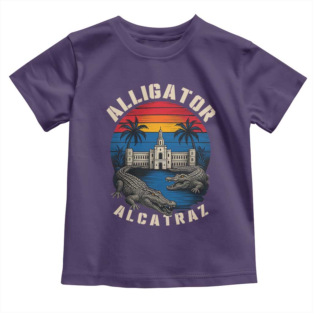 Alligator Alcatraz Political Toddler T Shirt Florida Prison State Retro Sunset - Wonder Print Shop