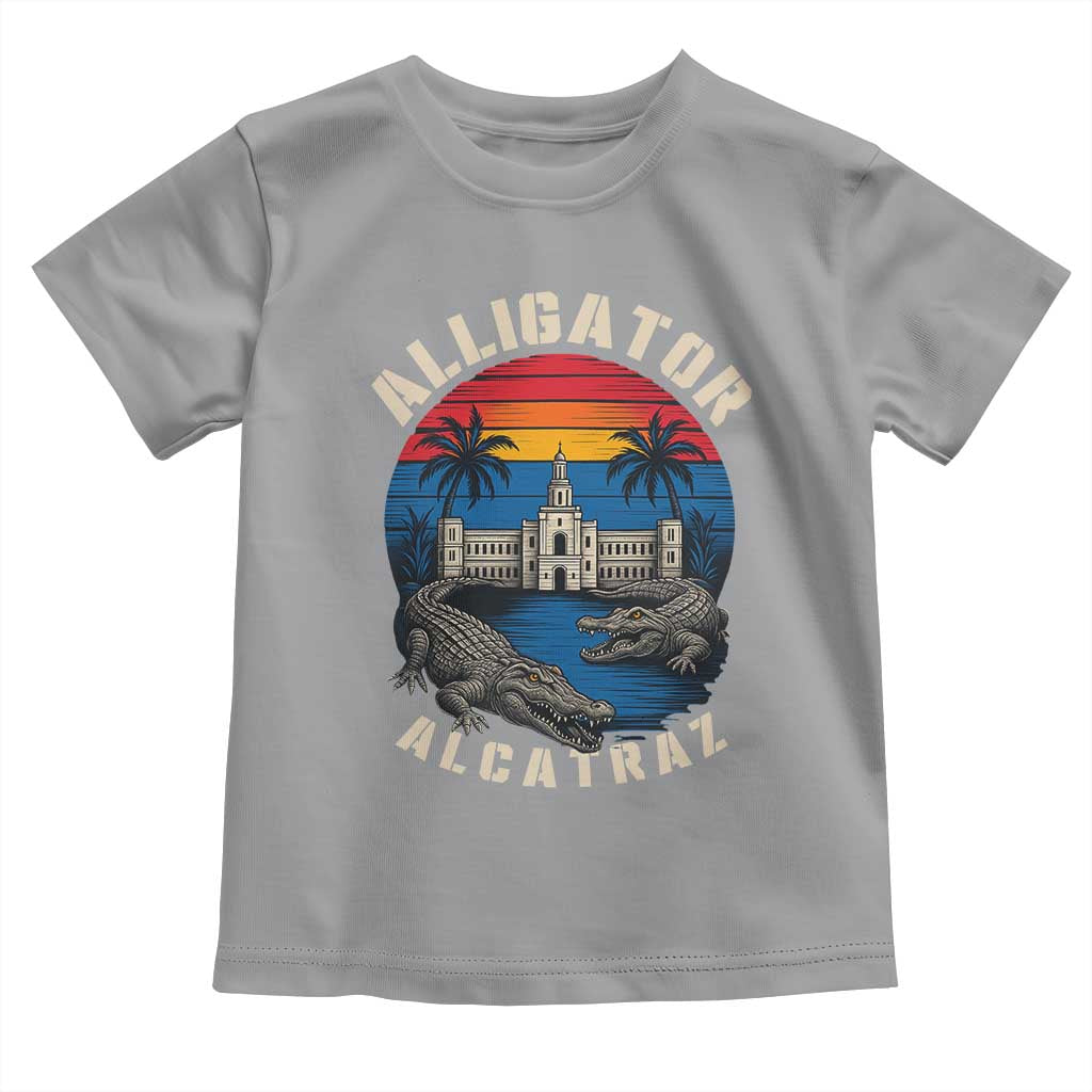 Alligator Alcatraz Political Toddler T Shirt Florida Prison State Retro Sunset - Wonder Print Shop