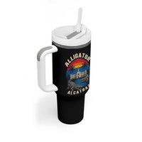 Alligator Alcatraz Political Tumbler With Handle Florida Prison State Retro Sunset - Wonder Print Shop