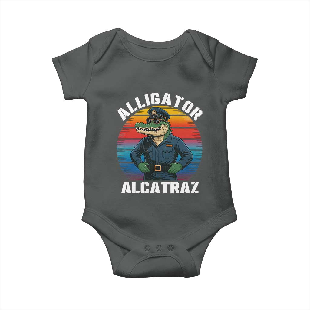 Alligator Alcatraz Florida Baby Onesie Funny Gator Cop Political Humor Retro Sunset - Wonder Print Shop