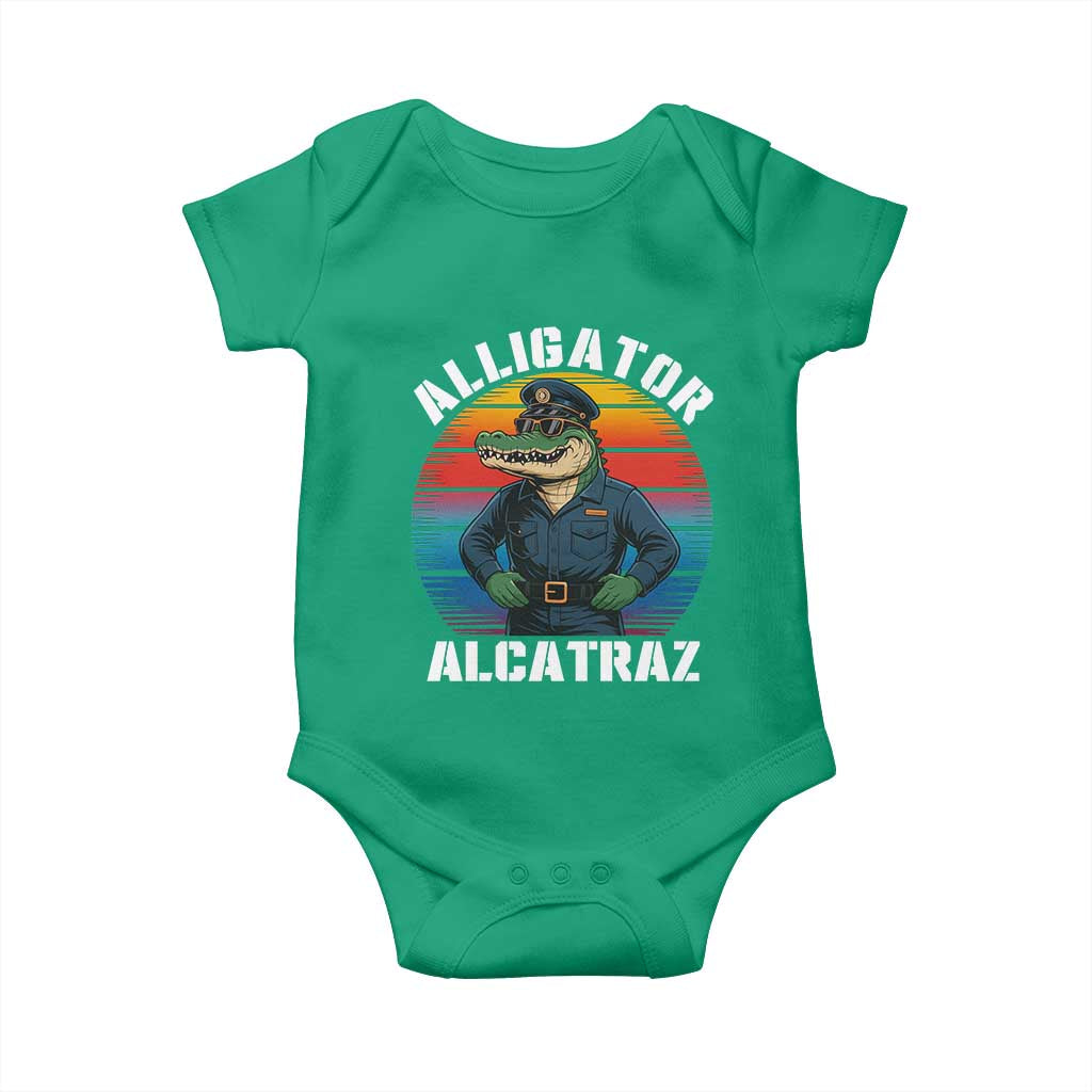 Alligator Alcatraz Florida Baby Onesie Funny Gator Cop Political Humor Retro Sunset - Wonder Print Shop