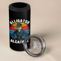 Alligator Alcatraz Florida 4 in 1 Can Cooler Tumbler Funny Gator Cop Political Humor Retro Sunset - Wonder Print Shop
